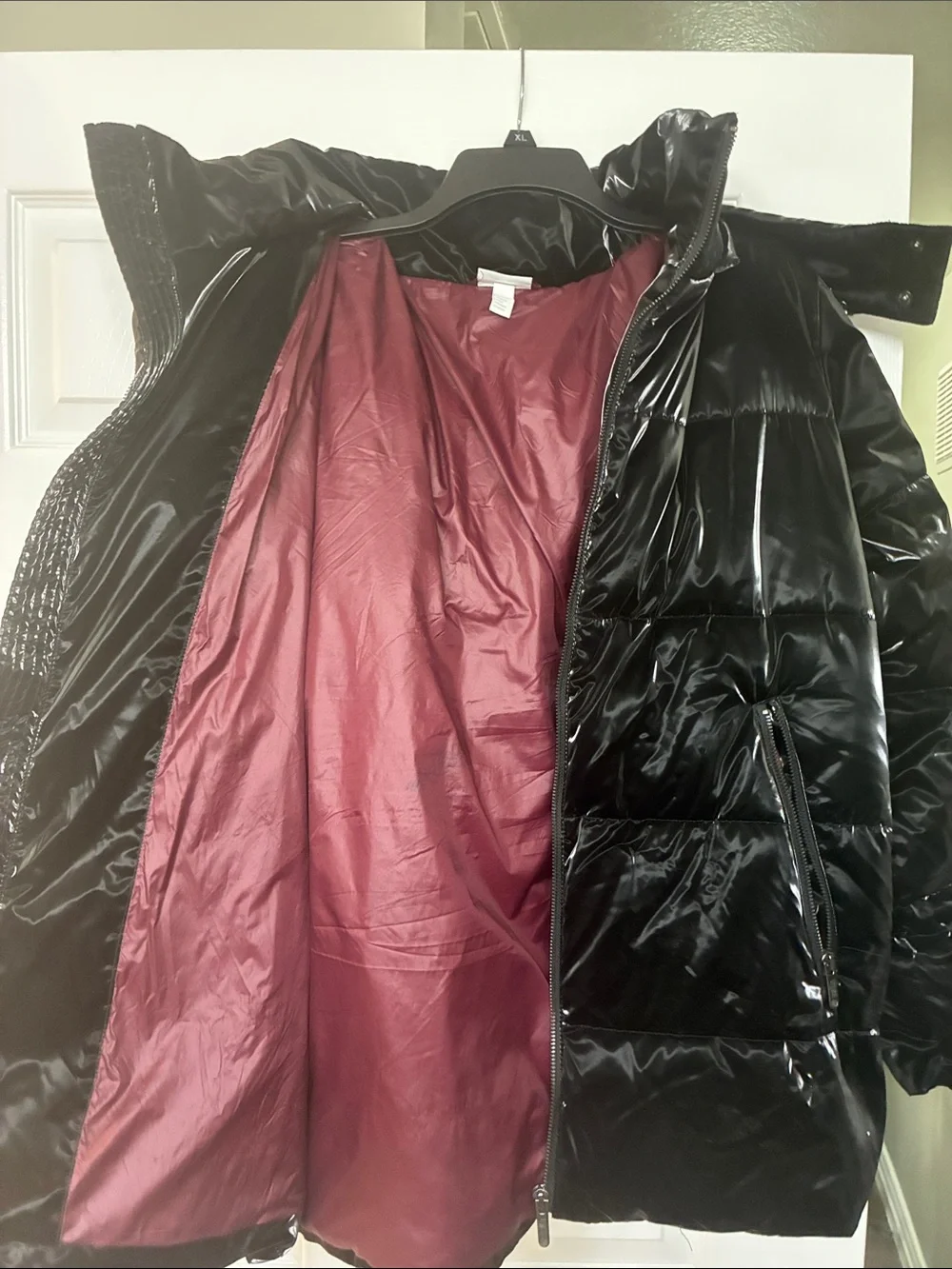 Zella Black Shiny Quilted Puffer Jacket